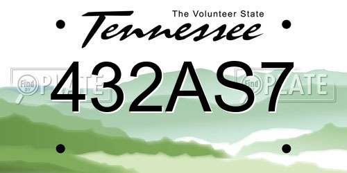 432AS7 Tennessee License Plate