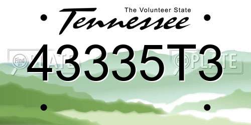 43335T3 Tennessee License Plate