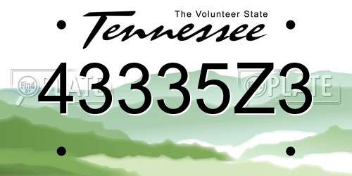 43335Z3 Tennessee License Plate