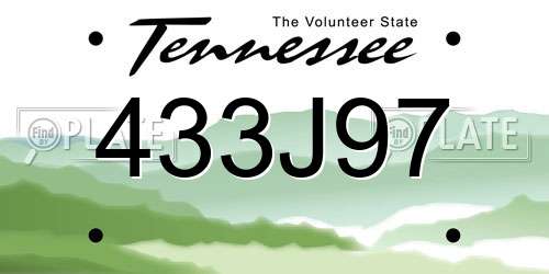 433J97 Tennessee License Plate