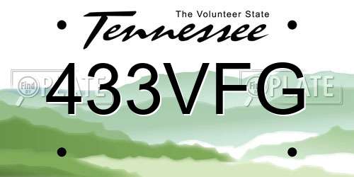 433VFG Tennessee License Plate