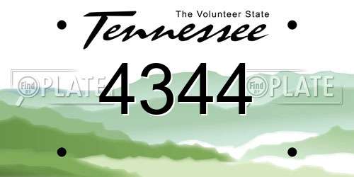 4344 Tennessee License Plate