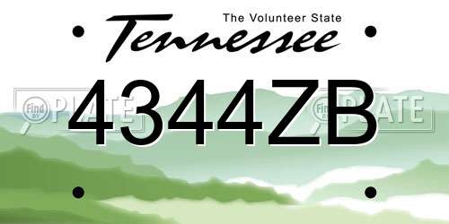 4344ZB Tennessee License Plate
