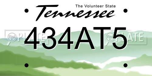 434AT5 Tennessee License Plate