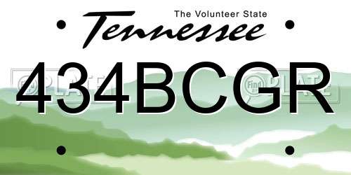 434BCGR Tennessee License Plate