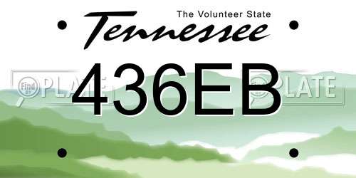 436EB Tennessee License Plate