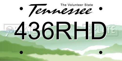 436RHD Tennessee License Plate