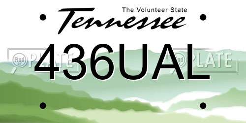 436UAL Tennessee License Plate