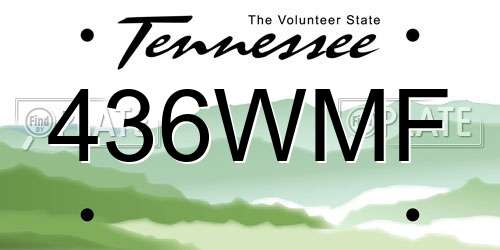 436WMF Tennessee License Plate