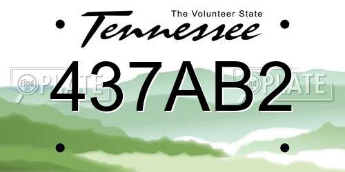 437AB2 Tennessee License Plate