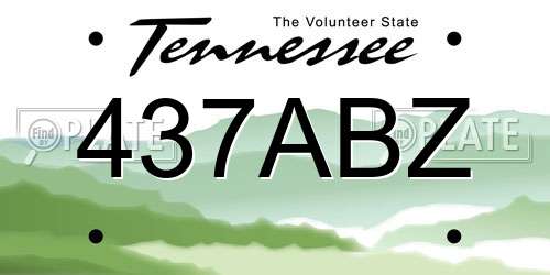 437ABZ Tennessee License Plate