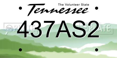 437AS2 Tennessee License Plate