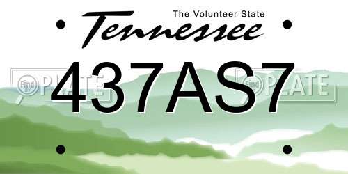 437AS7 Tennessee License Plate