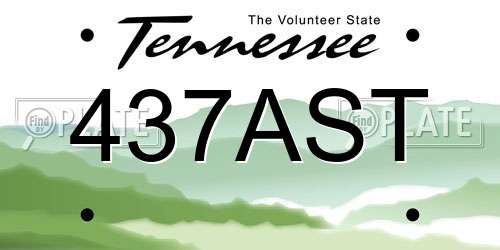 437AST Tennessee License Plate
