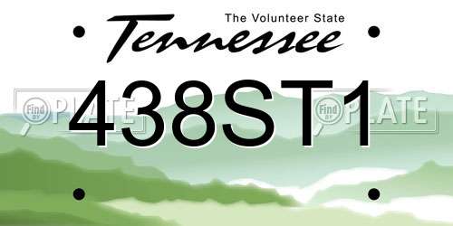 438ST1 Tennessee License Plate
