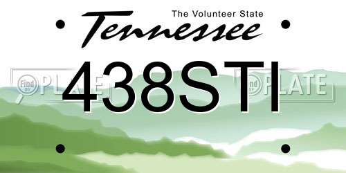 438STI Tennessee License Plate