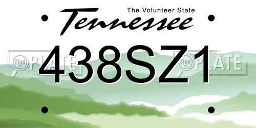 438SZ1 Tennessee License Plate