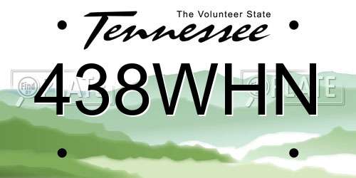 438WHN Tennessee License Plate