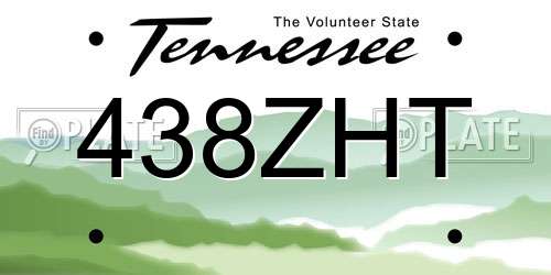 438ZHT Tennessee License Plate