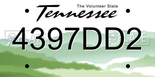 4397DD2 Tennessee License Plate