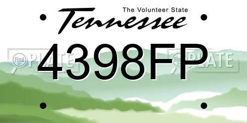 4398FP Tennessee License Plate