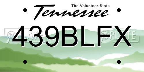 439BLFX Tennessee License Plate