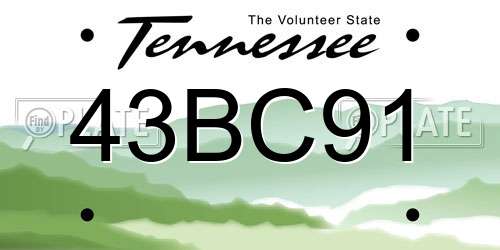 43BC91 Tennessee License Plate