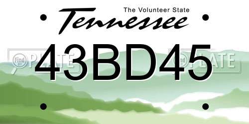 43BD45 Tennessee License Plate