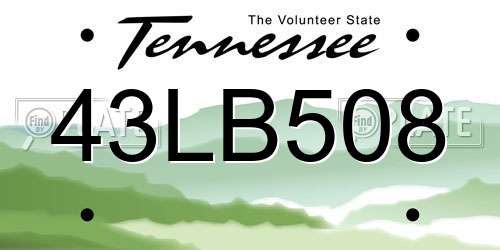 43LB508 Tennessee License Plate