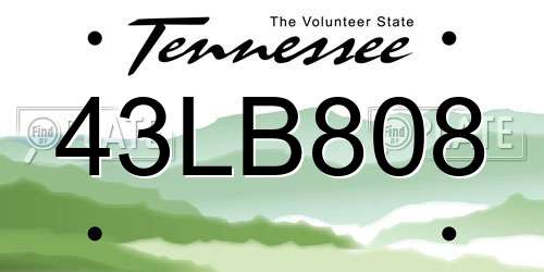 43LB808 Tennessee License Plate