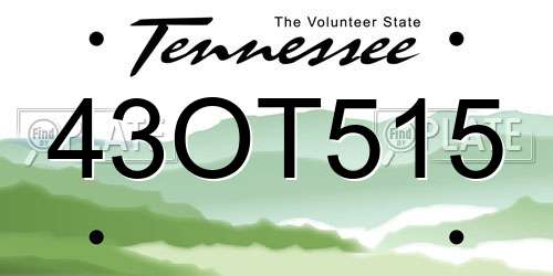 43OT515 Tennessee License Plate