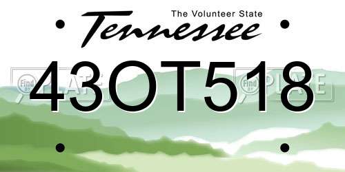 43OT518 Tennessee License Plate