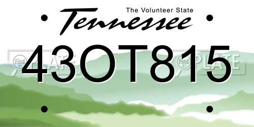 43OT815 Tennessee License Plate