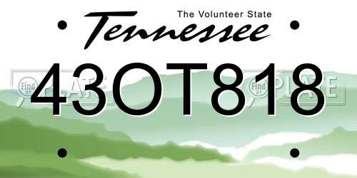 43OT818 Tennessee License Plate