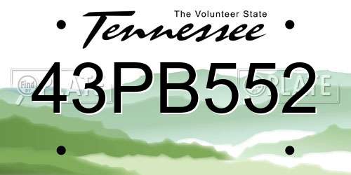 43PB552 Tennessee License Plate