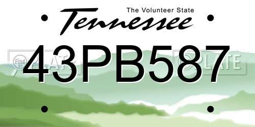 43PB587 Tennessee License Plate
