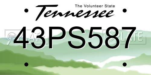 43PS587 Tennessee License Plate