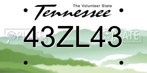 43ZL43 Tennessee License Plate