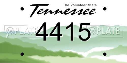 4415 Tennessee License Plate