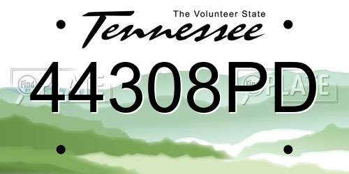 44308PD Tennessee License Plate