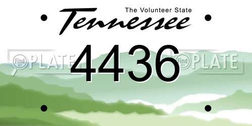 4436 Tennessee License Plate