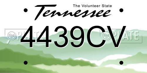 4439CV Tennessee License Plate