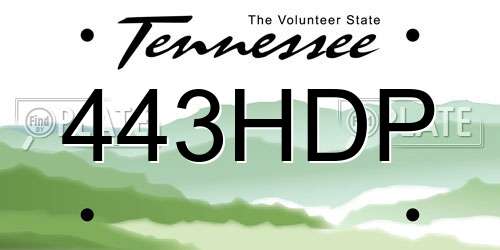 443HDP Tennessee License Plate