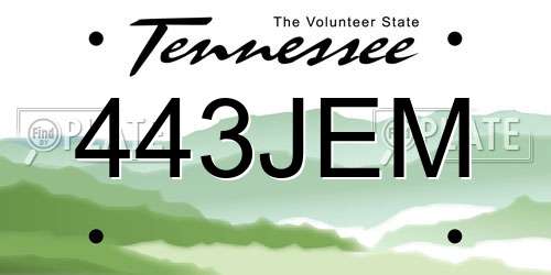 443JEM Tennessee License Plate