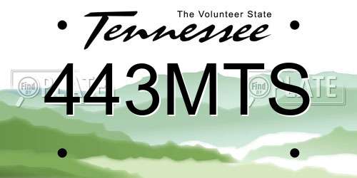 443MTS Tennessee License Plate