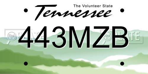 443MZB Tennessee License Plate