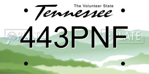 443PNF Tennessee License Plate