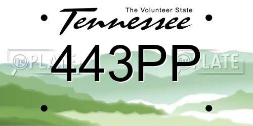 443PP Tennessee License Plate