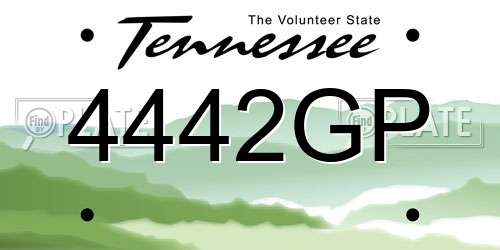 4442GP Tennessee License Plate