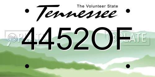 4452OF Tennessee License Plate